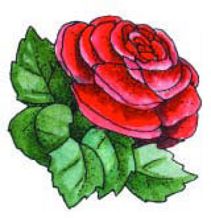 Motivstempel Rose mit Blättern