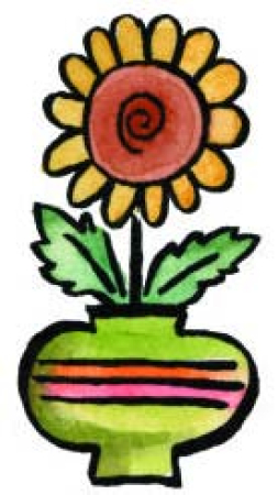 Motivstempel Sonnenblume in Vase