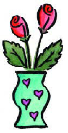 Motivstempel Rosen in Vase