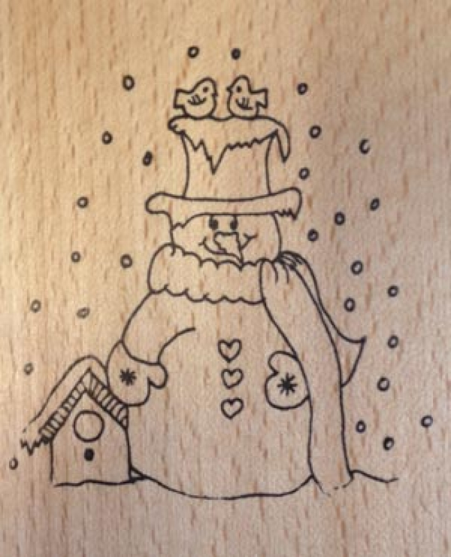 Motivstempel Schneemann mit Vögelchen